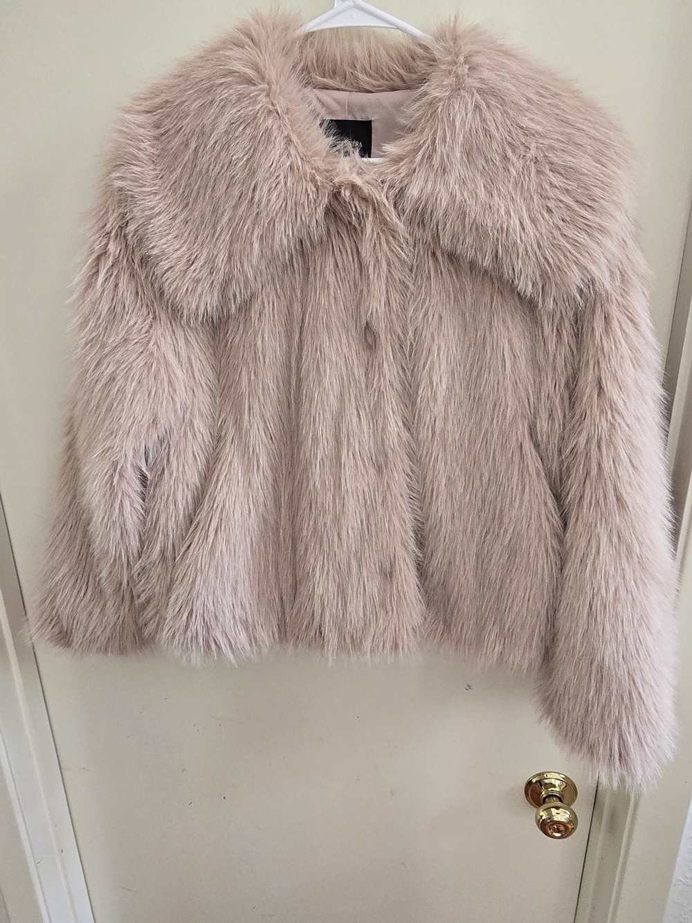 Simply Vera Vera Wang Faux Fur Cropped Jacket Blush Pink Size S Mob Wife Glam Y2